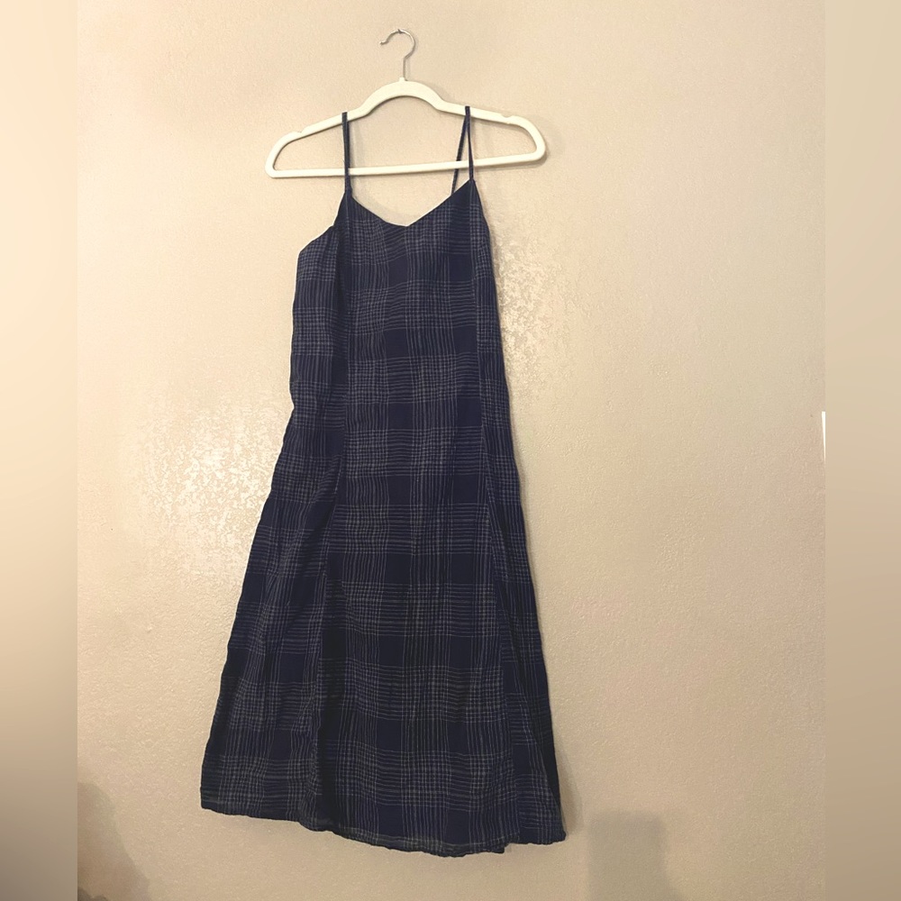 Old Navy • blue plaid midi dress